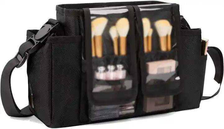 2 WAY メイク現場バッグ【ベルト&ショルダー】|Clear Professional Makeup Brush Bag with Adjustable Belt and Shoulder Strap