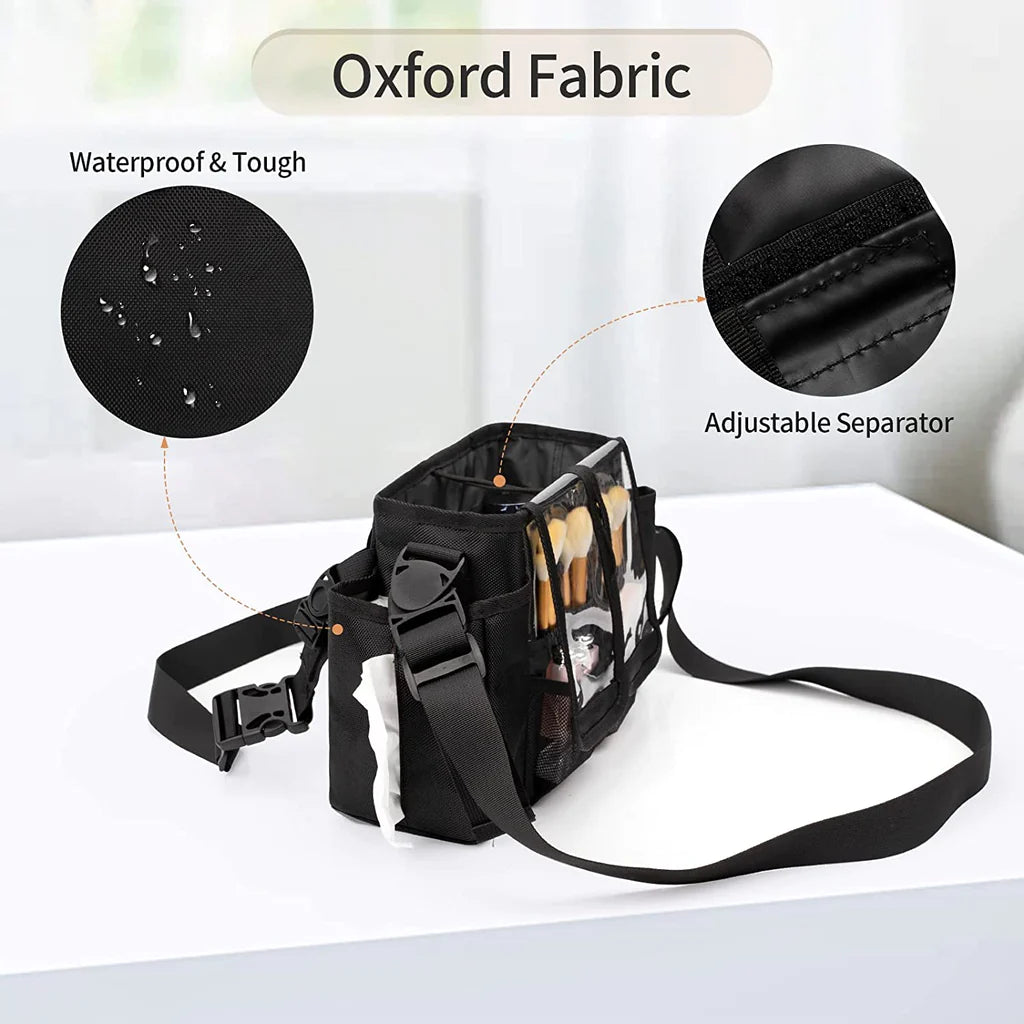 2 WAY メイク現場バッグ【ベルト&ショルダー】|Clear Professional Makeup Brush Bag with Adjustable Belt and Shoulder Strap