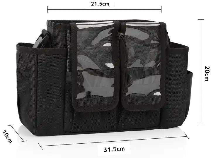 2 WAY メイク現場バッグ【ベルト&ショルダー】|Clear Professional Makeup Brush Bag with Adjustable Belt and Shoulder Strap