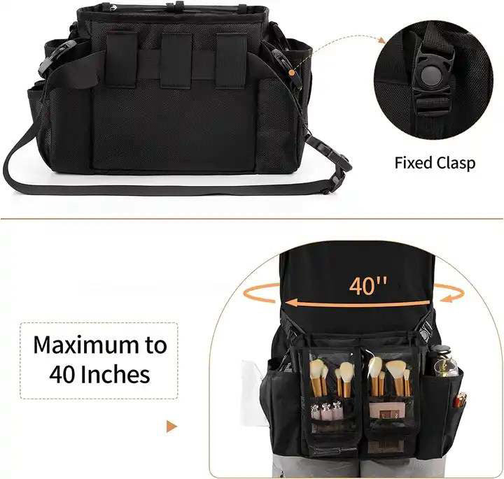 2 WAY メイク現場バッグ【ベルト&ショルダー】|Clear Professional Makeup Brush Bag with Adjustable Belt and Shoulder Strap