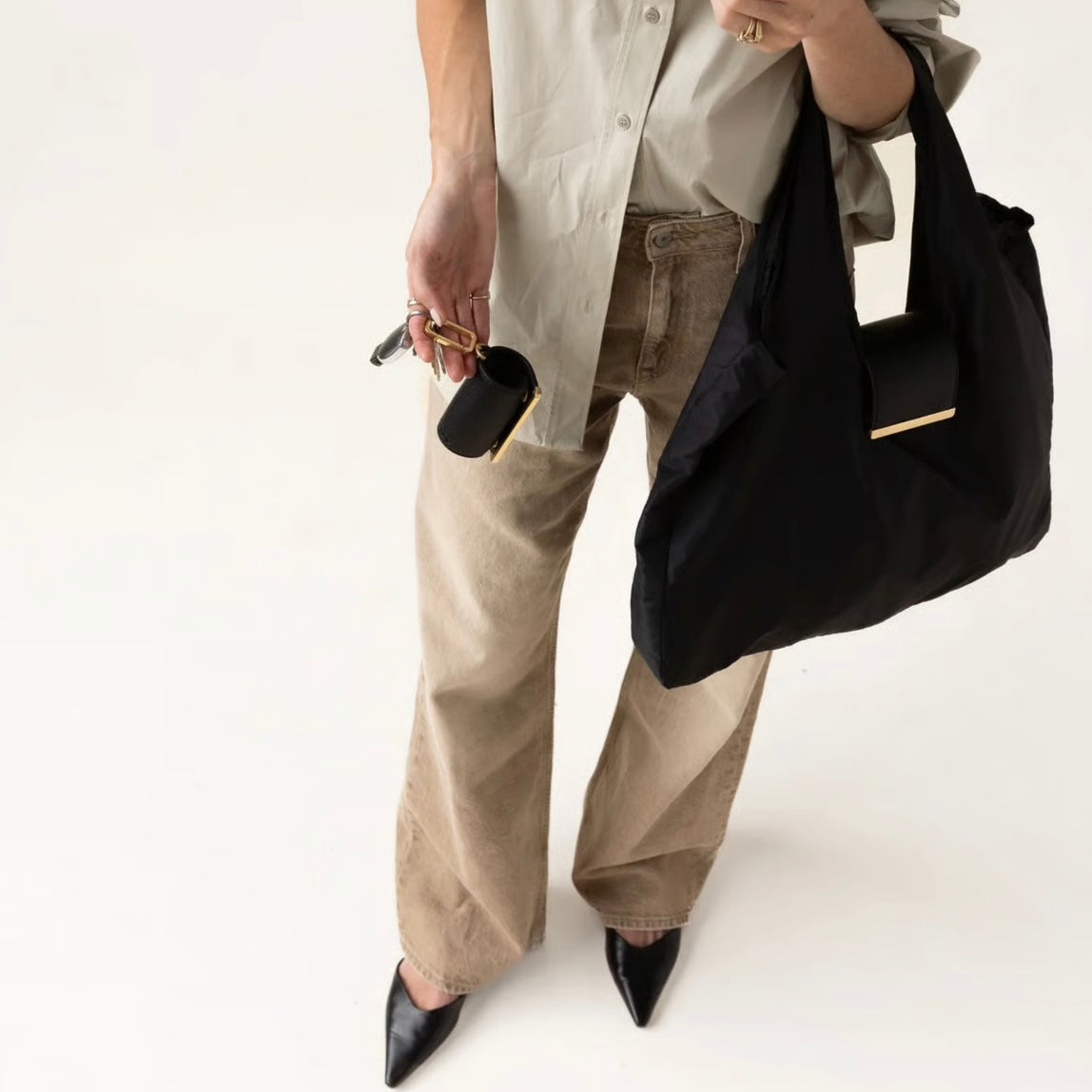 【SNSで話題】上品ミニマル折りたたみトートバッグ